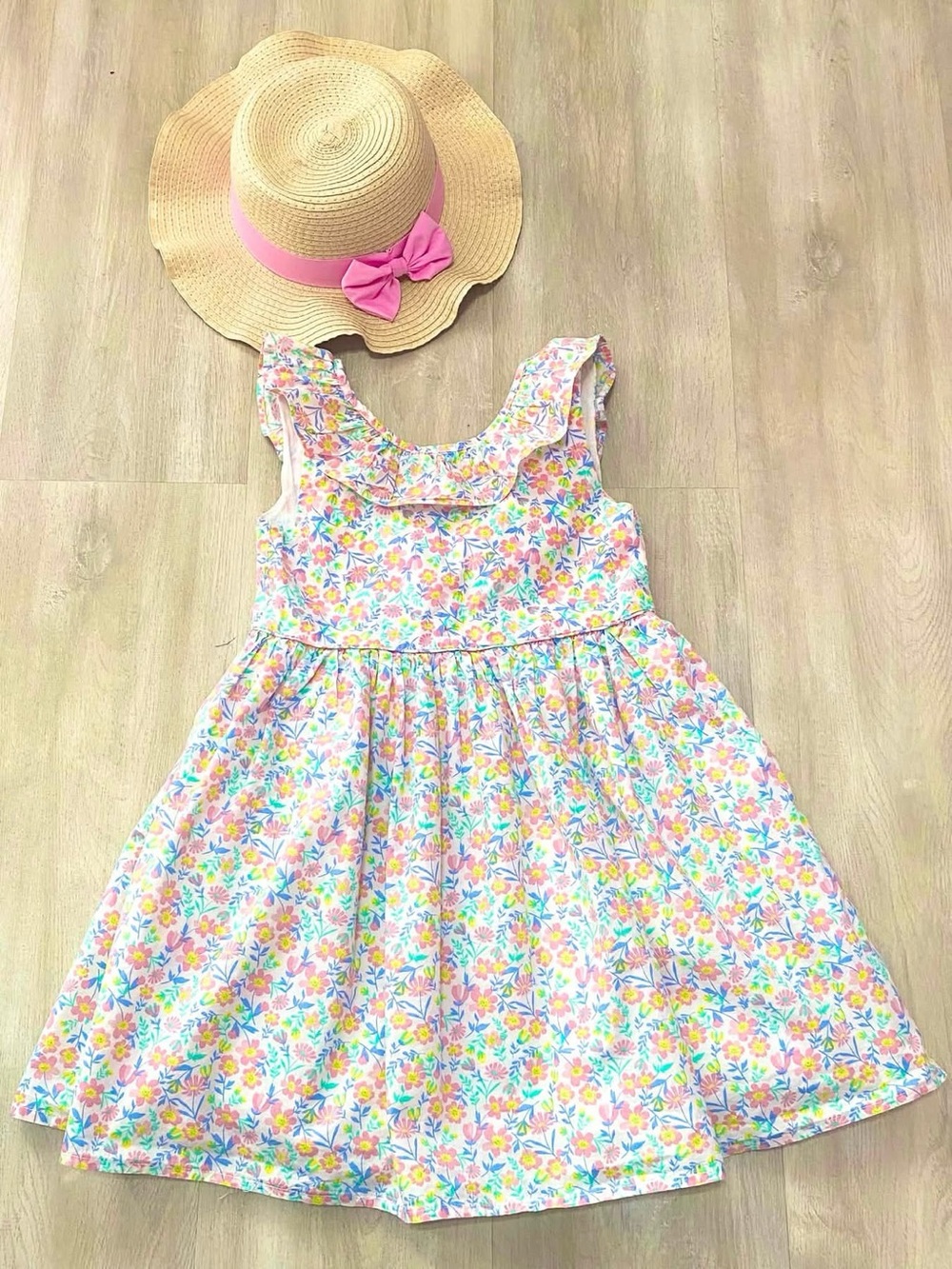 Tommy Bahama Girls Floral Dress - Pink, Yellow & Blue